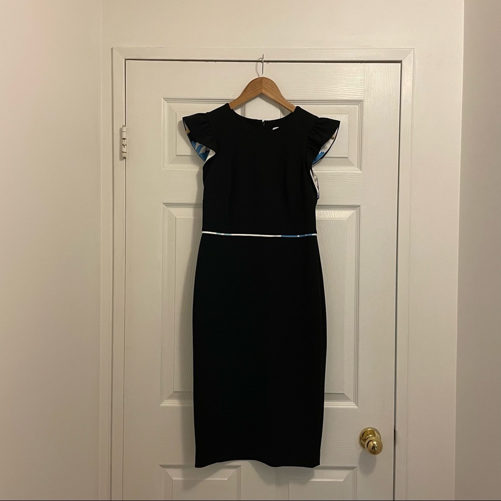 Calvin Klein ruffle sleeve midi dress